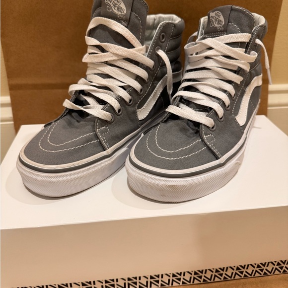 VANS Grey Canvas High Top Sneakers Skate Shoe - Picture 3 of 4